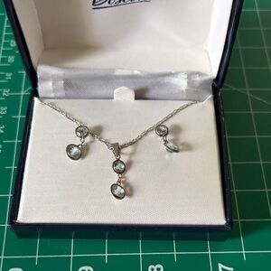 Elegant Silver Necklace and Earrings Set with Blue Gemstones